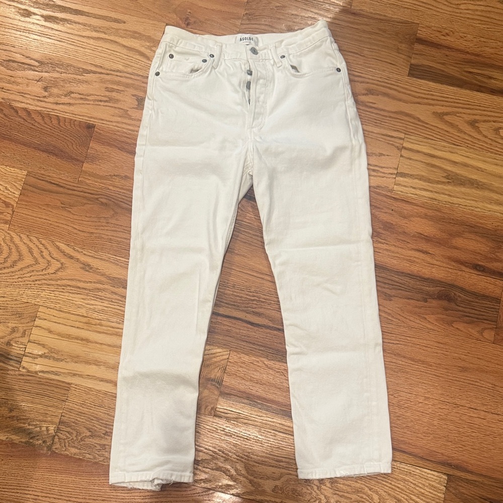 Agolde women’s button fly white Straight Jeans